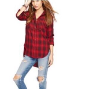 Denim and Supply Ralph Lauren Women's Button-up Shirt Red/Black Plaid Top Size M